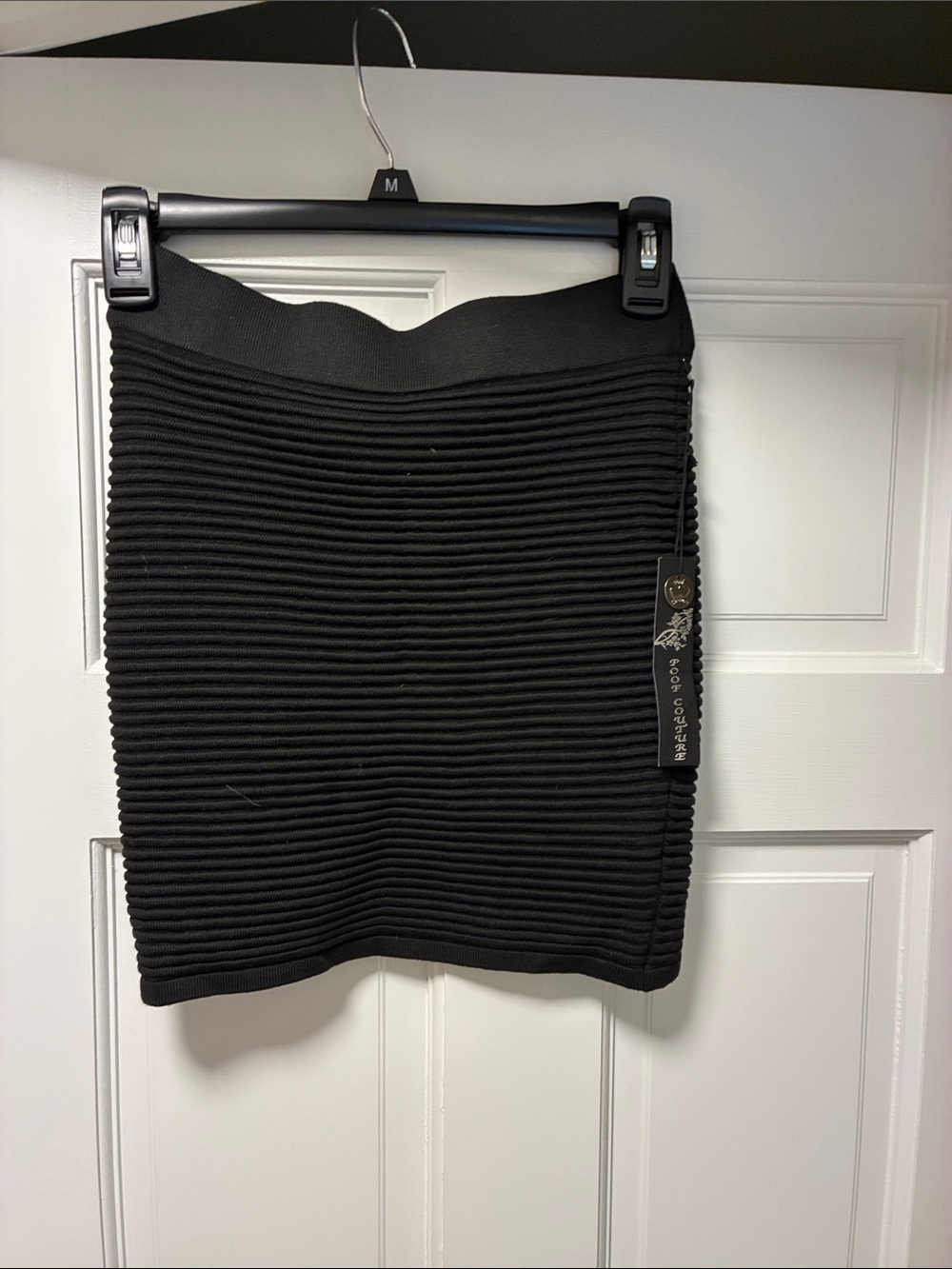 Poof Couture Black Textured Rib Mini Skirt